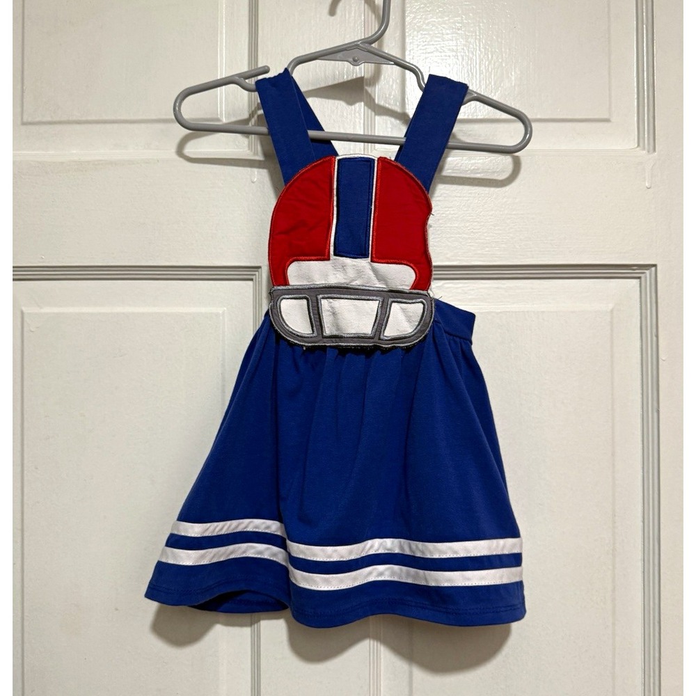 18-24M Girls Red White Blue Football Appliqué Dress Bills LaTech Patriots NFL